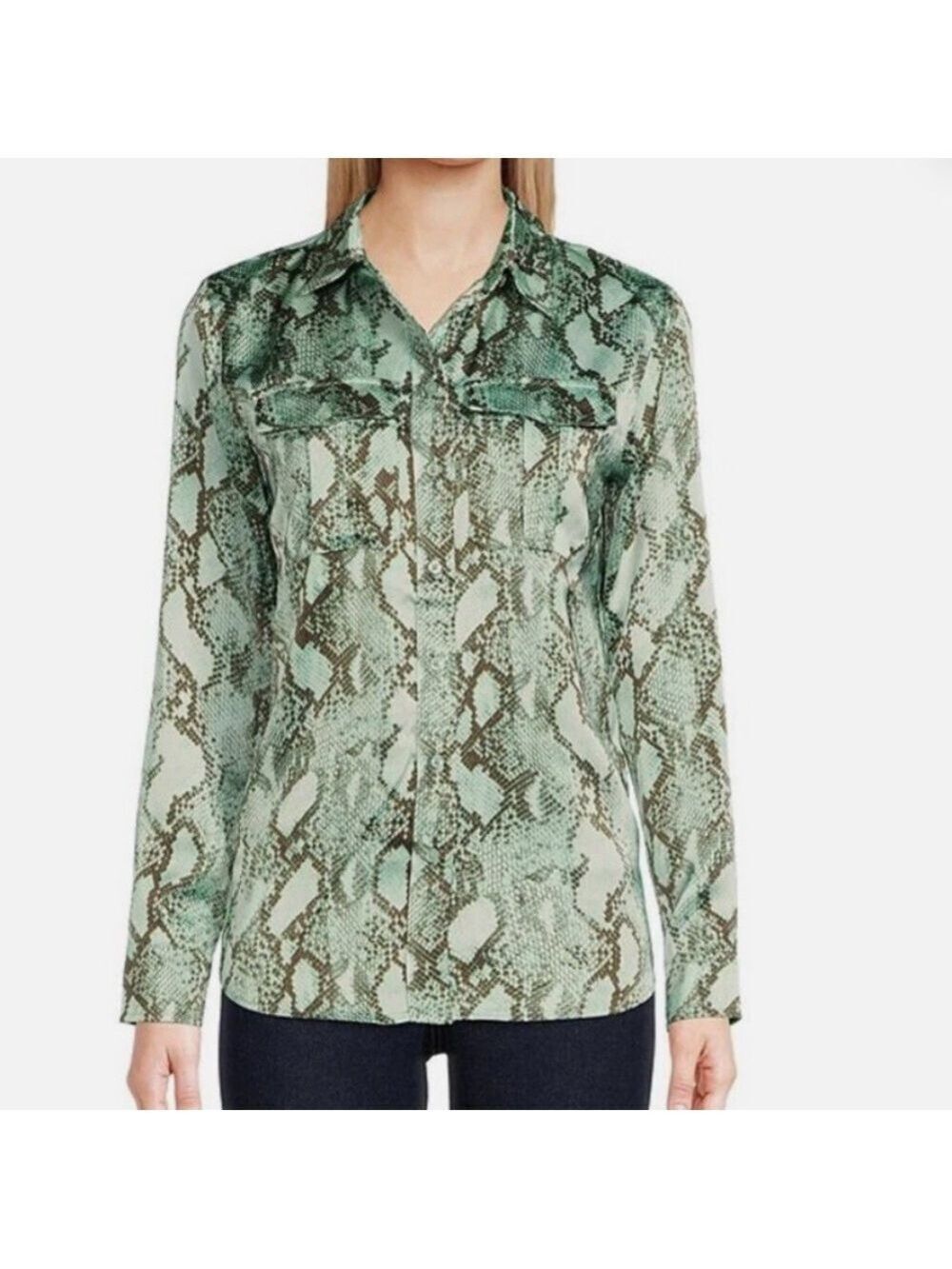 Ralph Lauren Olive Snake Print Button Down Shirt 3XL